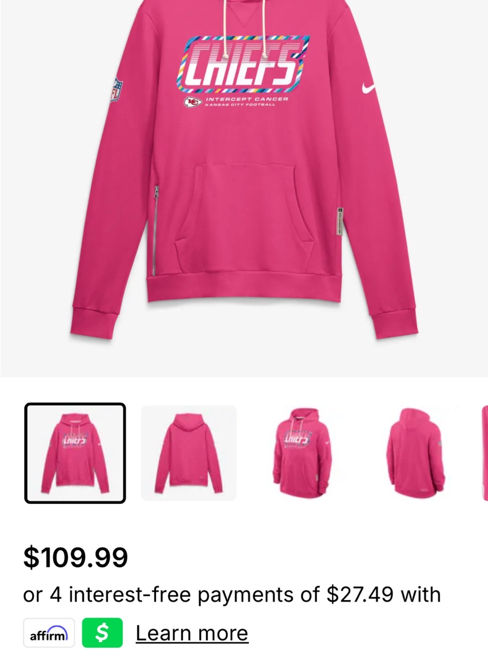 2026 Nike Hot Pink Kansas City Chiefs Crucial Catch Pullover Hoodie